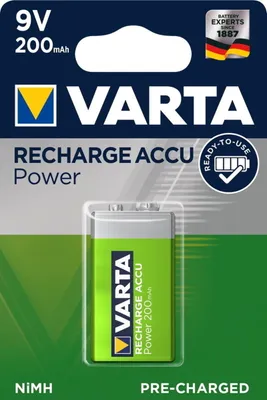 Obrázek produktu pro Varta -56722/1, Dobíjecí baterie, 9V, Nikl-metal hydridová (NiMH), 8,4 V, 1 kusů, 200 mAh