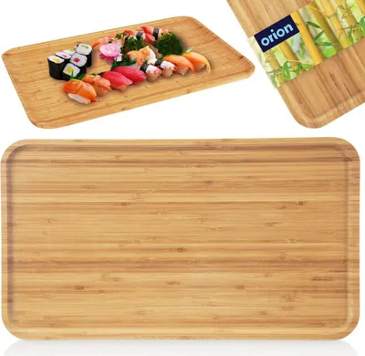 Produktbild von Orion Servierbrett aus Holz Servierplatte Serviertablett Bambusbrett Holzbrett 44x25x1,5 cm