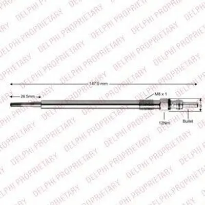 Produktbild von DELPHI HDS428 Diesel Glühkerze für MITSUBISHI COLT VI (Z3A, Z2A) M8x1.0
