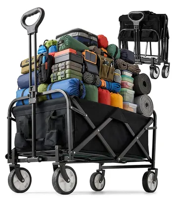 Image de Chariot pliable pour la plage, le camping et les courses - grande capacité