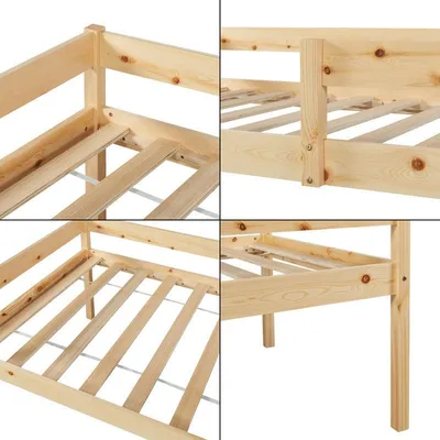 Obrázok produktu pre Dvojposchodová posteľ 90x200 cm z masívneho smrekového dreva s výsuvnou spodnou posteľou a úložnými zásuvkami