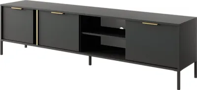 Produktbild von Bettso TV-Schrank Industrial Fernsehtisch TV Lowboard Boho Fernsehschrank TV Board - LARS 203 cm Schwarz Anthrazit