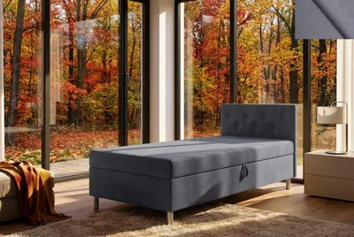 Produktbild von Jugend Polsterbett LAVANDA Nordelo mit Bettkasten und Kopfteil – T30 Matratze, 120x200, Stoff New Velo 122 GRAU