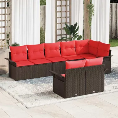 Produktbild von Möbel Gartensofa-set mit Kissen 8 pcs Braun Poly-RattanGartenmöbelgarnituren - Gartenmöbelgarnituren c51