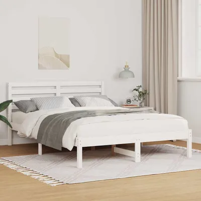 Image de Maison Exclusive - Cadre de lit avec tête de lit Blanc 140 x 190 cm Bois de pin massif