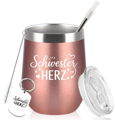 Edelstahl-Kaffeebecher 350 ml mit Deckel und Strohhalm
