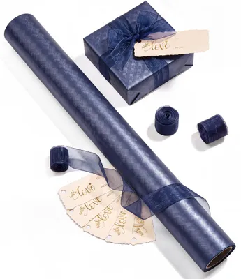 Productafbeelding van Marineblauw Cadeaupapier met Organza Lint en Cadeaulabels