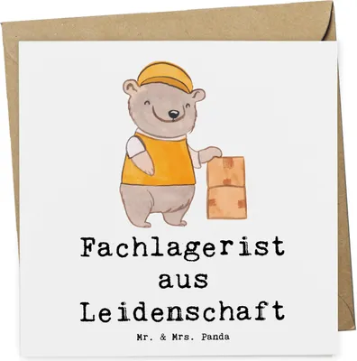 Produktbild von Mr. & Mrs. Panda Glückwunschkarte Fachlagerist Leidenschaft - Weiß - Geschenk, Klappkarte, faltkarte, Lagerist, Spruch, anlasskarte, Ausbildung, Grußkarte, doppelkarte