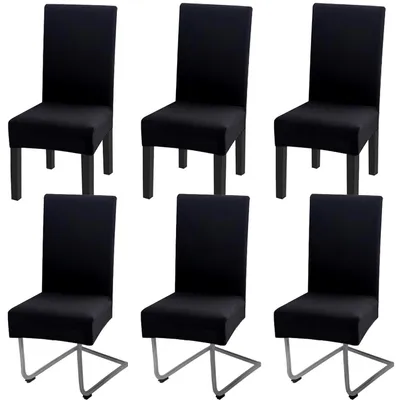 Produktbild von Stuhlhussen 6er Set Schwingstuhl Waschbar Elasthan Schwarz