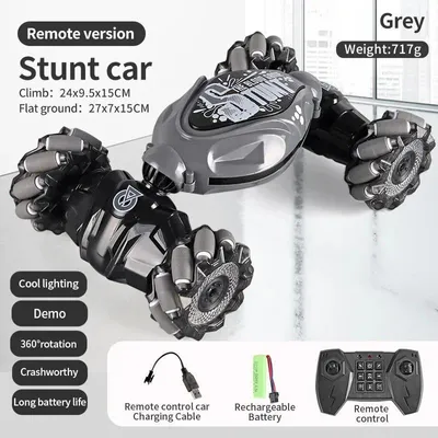Immagine prodotto di Auto da drift RC 4WD - Auto telecomandata in scala 1:16 - Braccialetto gestuale e telecomando a 2,4 GHz - Rotazione a 360° e drift a 45° - Luci LED e musica - Portata di 50 m - Grigio