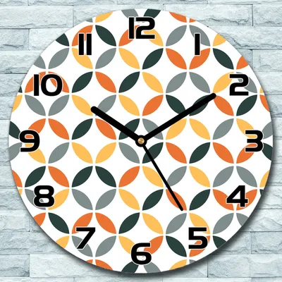 Produktbild von Wanduhr aus Glas Rund fi 30 Orange Geometrische Quarz Deko Schlafzimmer Büro