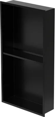 Produktbild von LuxeBath Wandnische Doppel aus Edelstahl, 30x60x10 cm, Schwarz, Duschnische mit Rahmen, Befliesbare Nische für Badutensilien, Duschablage, Duschregal