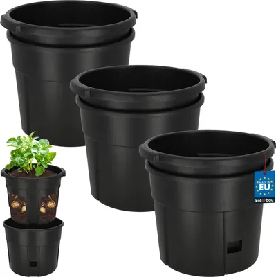 Zdjęcie produktu dla KOTARBAU® Zestaw 3 sadzarek do ziemniaków na sadzeniaki ⌀ Sadzarka do ziemniaków z tworzywa sztucznego 29,5 cm czarna Duża sadzarka zewnętrzna