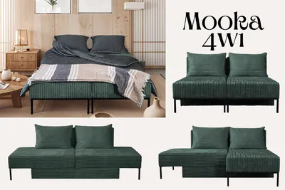 Produktbild von Kaiser Möbel Betten, Sofa mit schlaffunktion, Ecksofa, Liegestuhl,  MOOKA 4in1-Multifunktions-System, stoff Velo Grün