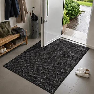 Innen-Deurmat Antirutsch 90x150 cm Schwarz Polypropylen