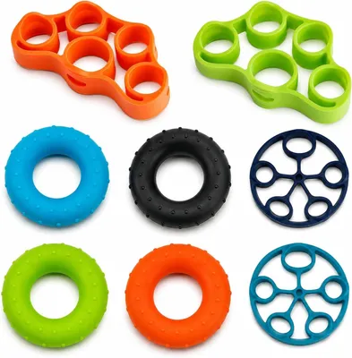 Productafbeelding van Handtrainer set 8-delig, siliconen, voor fitness