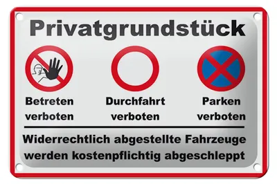 Produktbild von Blechschild Parken 18x12cm Privatgrundstück betreten Verbot