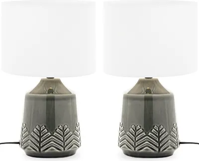 Produktbild von KONSIMO 2er Set Tischlampen "HYSSO", Grau, Keramik