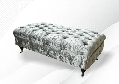 Produktbild von Chesterfield Polsterhocker Grau Stoff Wohnzimmer Design Polster Sofa Neu Textil