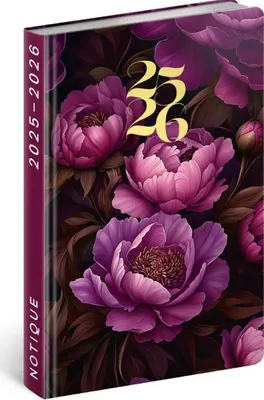 Produktbild von NOTIQUE – 18-monatiger Kalender "Petito" – Lila Blumen, 2025/2026, 11 x 17 cm