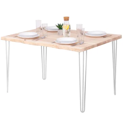 Produktbild von LAMO Manufaktur Esstisch Schreibtisch Baumkante 120x80x76 cm (LxBxH), Massivholz / Creative, Esche Roh / Weiß, LEB-01-A-001-9016Cr