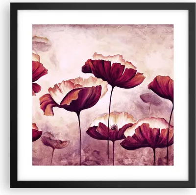 Produktbild von Gerahmtes Poster - Schwarzer Rahmen - Mohn Blume Wiese - 40x40 cm - Wand Bild - Wanddeko - Wandbilder - Kunstposter - Wandposter - Bilderrahmen - Bilder - Kunstdruck - Wandbild - P2BAC40x40-3934