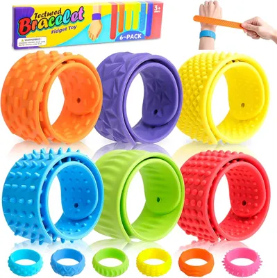 Produktbild von 12 Stück Fidget Toys Set mit Anti Stress Armband und Fidget Ring Kinder, Sensorik Spielzeug aus Silikon, ADHS Spielzeug für Anxiety, ADHD, Beruhigend
