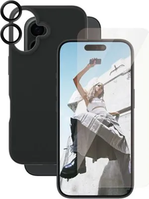 Zdjęcie produktu dla PanzerGlass CARE™ by ® 3-in-1 Bundle iPhone 16, Apple, Apple - iPhone 16, Aplikacja na sucho, Odporny na zadrapania, Odporny na wstrząsy, Przezroczysty, 1 szt.