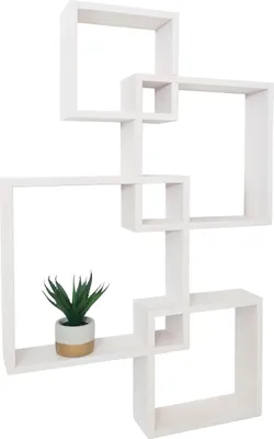 Produktbild von Wandregal MCW-P23, Schweberegal Wanddekoration Hängeregal Würfelregal Designregal, 4 Regale MVG  weiß