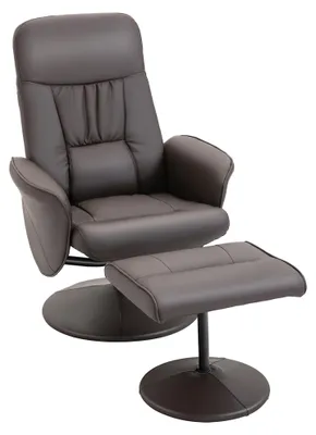 Produktbild von SUGIFT Relaxsessel mit Fußhocker 2-teilig, Kunstleder Liegesessel 145° neigbar, Fernsehsessel Braun, Stahlrahmen | 81 x 76 x 101 cm | 17,5 kg