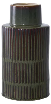 Produktbild von Vase in Keramik Grün und Braun mit scanalature verticali ø16×h30 cm
