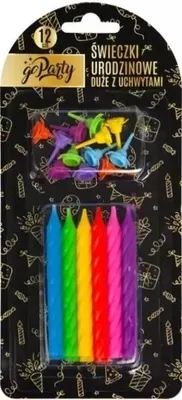 Zdjęcie produktu dla Świeczki urodzinowe kolorowe 12szt - GoParty