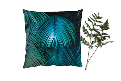Produktbild von MuchoWow® Zierkissen Sofakissen Wohnzimmer Dekokissen 45x45 cm Palmenblatt - Tropisch - Natur - Dschungel - Schlafpolster - Polster für das Sofa