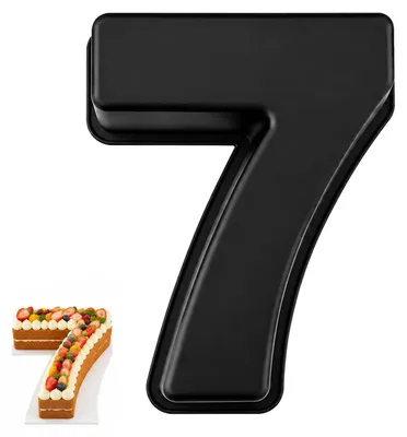 Zahlenkuchenform Nummer 7, 3D Silikon Backform, groß