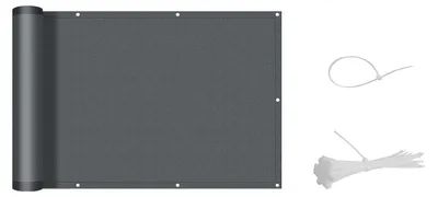 Obrázek produktu pro Zástěna na balkon 90 x 300 cm, UV ochrana, větru a voděodolnost, na terasu, do zahrady, na balkon, verandu, včetně stahovacích pásek, antracitová