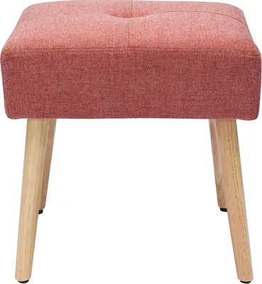 Produktbild von Miliboo - Niedriger Hocker aus Stoff mit strukturiertem Samteffekt in Terracotta und hellem Massivholz H46 cm GUESTA