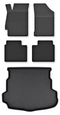 Image de Tapis en caoutchouc + bac de coffre pour Mazda 6 II GH 2007-2012 (hayon) – 5 pièces, noirs, semi-universel, adapté