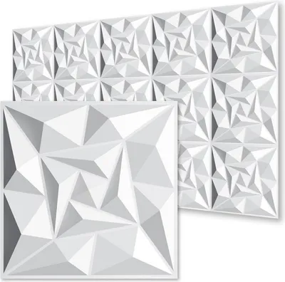 Immagine prodotto di TolleTour 12 pezzi Pannelli 3D Pannelli da parete in cloruro di polivinile PVC - Pannelli per pareti e soffitti - 50x50 cm (0,25 m²) - Leggeri, flessibili e facili da installare - Bianco
