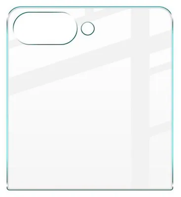 A clear, top-down view of a transparent screen protector for a smartphone, showing cutouts for camera lenses.