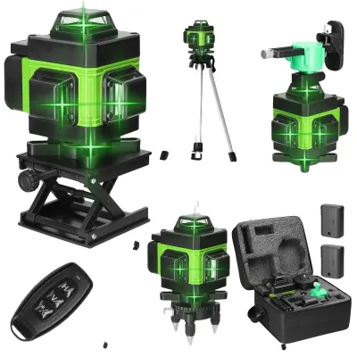 Zdjęcie produktu dla poziomica laserowa 4D, 16 linii z automatycznym poziomowaniem, sterowanie za pomocą aplikacji Bluetooth, zielona