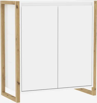 Produktbild von finori Kommode Denver 1 weiß / Nachbildung Artisan Oak HxBxT 88x80x40 cm