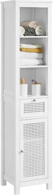 Produktbild von Famanu Badezimmerhochschrank - Badschrank mit 3 Regalen, 1 Schublade und 1 Tür