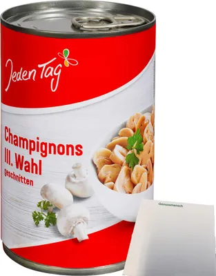 Produktbild von Jeden Tag Champignons III. Wahl geschnitten (314ml Dose) + usy Block