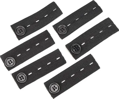 Image de Fermeture de rallonge pour ceinture, bouton de grossesse réglable, bouton de rallonge élastique, noir