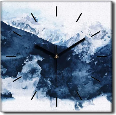 Produktbild von Coloray Uhr auf Leinwand 30x30 cm Wand Uhr Dekoration Wohnzimmer Segeltuch schwarze Hände -Kunstberglandschaft.
