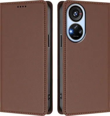 Immagine prodotto di Custodia in pelle per ZTE Blade V40s, custodia magnetica in Finto cuoio con supporto Marrone
