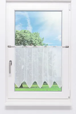 Produktbild von Scheibengardine Plauener Spitze - Kringel (Bx H) 129.60cm * 50cm Gelb/hellgelb