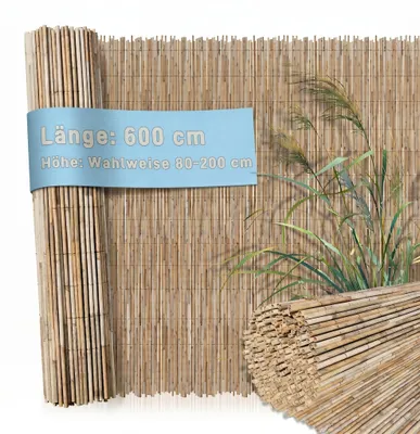 Produktbild von UISEBRT Hochwertige Schilfmatte 120x600cm, Natürlicher Sichtschutz für Garten & Balkon, Wetterfest mit Kabelbindern