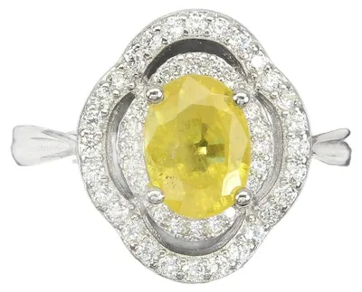Produktbild von Ring aus 925er Silber mit gelbem Saphir und Zirkonia, Ringgröße 14