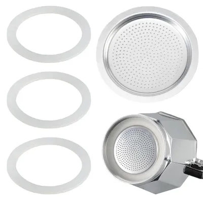 Ersatzdichtungen für Espressomaschinen, 3 Dichtungen + 1 Filter, 2 Tassen